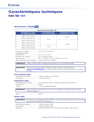 Extron NAV SD 101 spécification | Fixfr