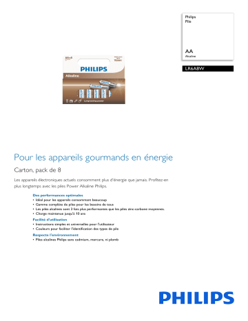 Philips LR6A8W/10 Pile Manuel utilisateur | Fixfr