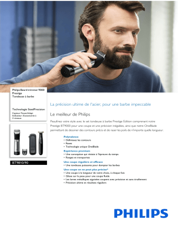 Philips BT9810/90 Beard trimmer 9000 Prestige Tondeuse à barbe Manuel utilisateur | Fixfr