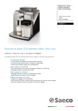 Saeco HD8839/11 Saeco Syntia Machine espresso Super Automatique Manuel utilisateur