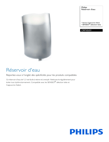 Philips CRP105/01 Réservoir d'eau Manuel utilisateur | Fixfr