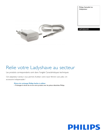 Philips HP1053/01 Satinelle Ice Adaptateur Manuel utilisateur | Fixfr