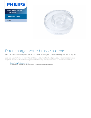 Philips CRP246/01 DiamondClean Base de recharge pour verre Manuel utilisateur | Fixfr
