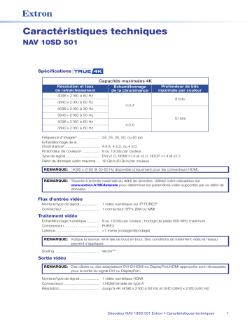 Extron NAV 10SD 501 spécification | Fixfr