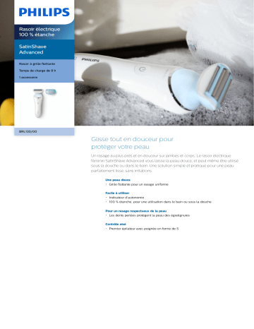 Philips BRL130/00 SatinShave Advanced Rasoir électrique 100 % étanche Manuel utilisateur | Fixfr