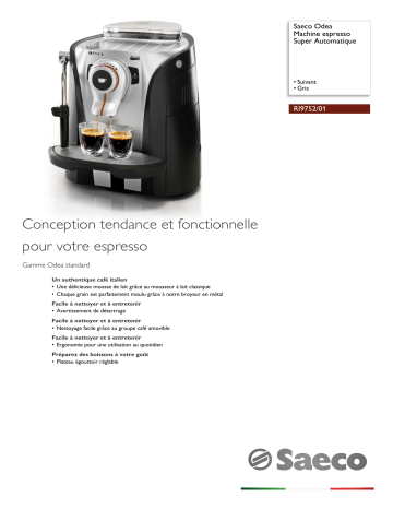 Saeco RI9752/01 Saeco Odea Machine espresso Super Automatique Manuel utilisateur | Fixfr