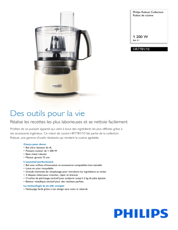 Philips HR7781/10 Robust Collection Robot de cuisine Manuel utilisateur | Fixfr