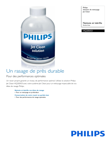 Philips HQ200/03 Solution de nettoyage Jet Clean Manuel utilisateur | Fixfr
