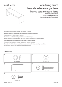 West Elm Terra Bench Manuel utilisateur