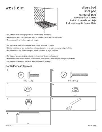 West Elm Ellipse Metal Canopy Bed Manuel utilisateur | Fixfr