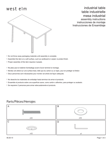 Industrial Table | Industrial Dining Table | West Elm Industrial Coffee Table Manuel utilisateur | Fixfr