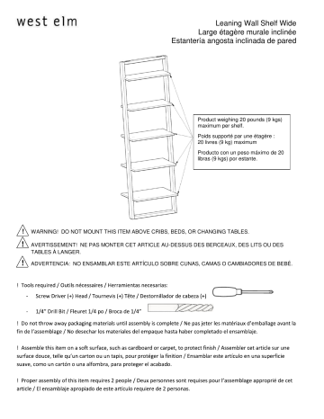 West Elm Ladder Shelving Wide Manuel utilisateur | Fixfr