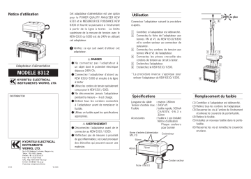 KYORITSU 8312 Power Supply Adaptor Manuel du propriétaire | Fixfr