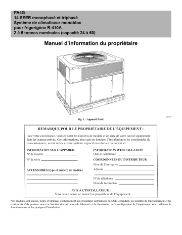 Payne PA4G Packaged Air Conditioner 14 Manuel du propriétaire | Fixfr