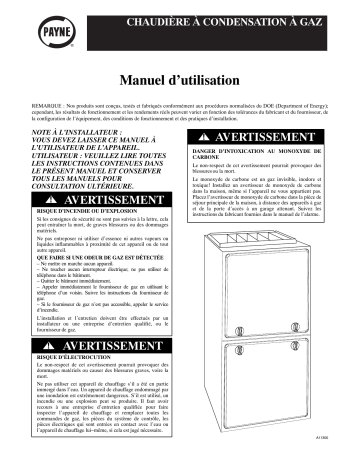 PG95XAT | PG92S | PG96VAT | Payne PG95S Gas Furnace 95 Manuel du propriétaire | Fixfr