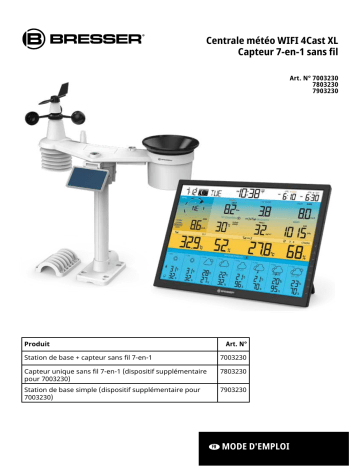 Bresser 7003230 8-day 4CAST XL 7-in-1 Wi-Fi weather centre Manuel du propriétaire | Fixfr