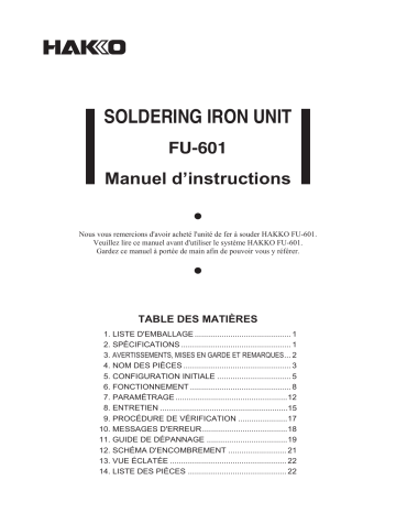 Hakko FU-601 Manuel utilisateur | Fixfr