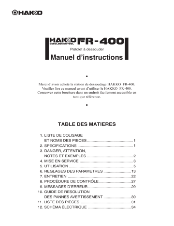 Hakko FR-400 Manuel utilisateur | Fixfr