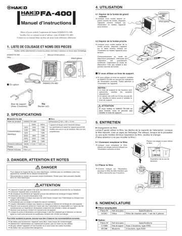 Hakko FA-400 Manuel utilisateur | Fixfr