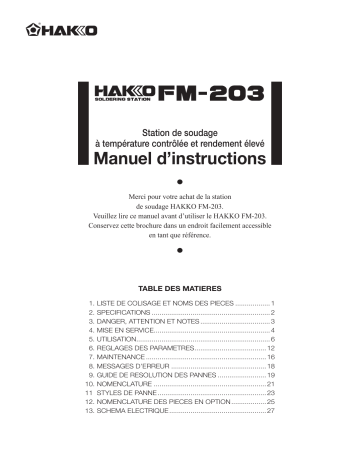 Hakko FM-203 Manuel utilisateur | Fixfr