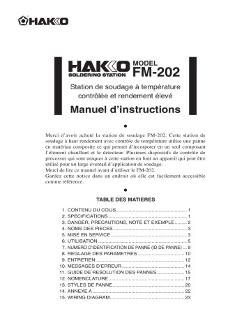 Hakko FM-202/FM-2027 Manuel utilisateur | Fixfr