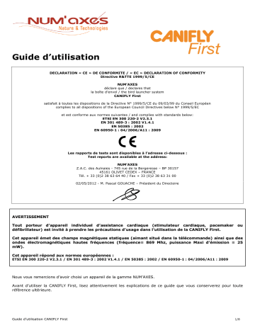 Num'axes CANIFLY FIRST Manuel utilisateur | Fixfr