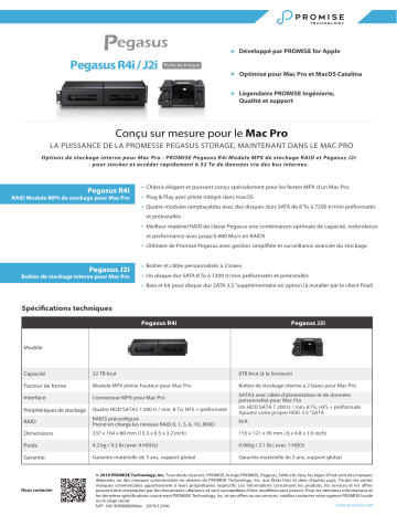 Pegasus R4i | Promise Technology Pegasus J2i Fiche technique | Fixfr