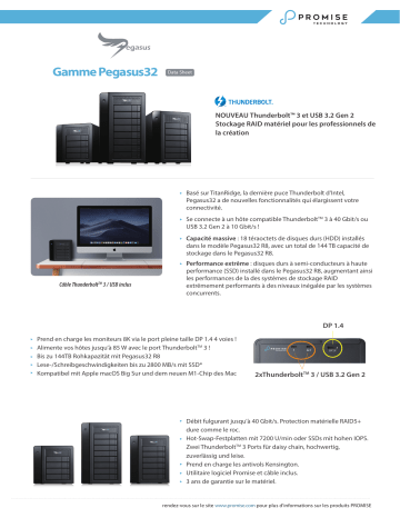 Pegasus32 R6 | Pegasus32 R4 | Promise Technology Pegasus32 R8 Fiche technique | Fixfr