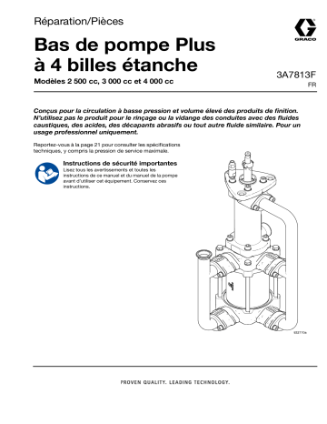 Graco 3A7813F, Bas de pompe Plus à 4 billes étanche, Réparation/Pièces, Français Manuel du propriétaire | Fixfr