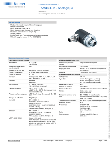 Baumer EAM360R-K - Analog Absolute encoder Fiche technique | Fixfr