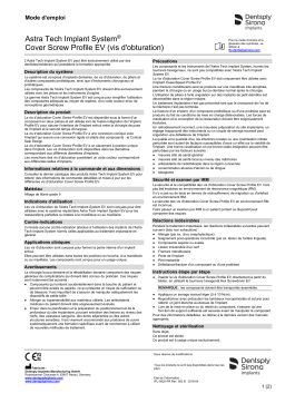 Dentsply Sirona ATIS EV Cover Screw Profile ǀ FR ǀ 2018-04 Mode d'emploi