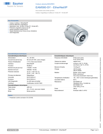 Baumer EAM580-SY - EtherNet/IP Absolute encoder Fiche technique | Fixfr