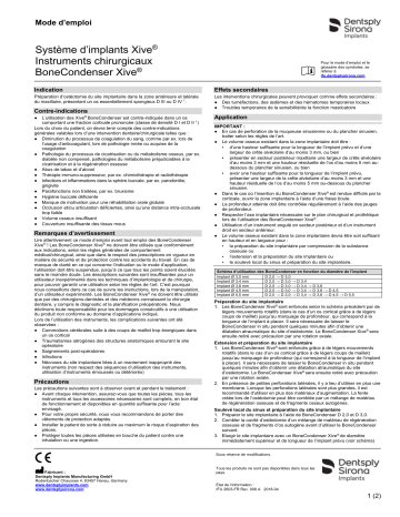 Dentsply Sirona Xive Implant System Surgical Instruments Xive BoneCondenser ǀ FR ǀ 2018-04 Mode d'emploi | Fixfr