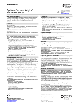 Dentsply Sirona Ankylos Implant system Sinus Lift Instruments ǀ FR ǀ 2019-09 Mode d'emploi