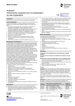 Dentsply Sirona Ankylos Cutting Instruments for the Preparation of the Implant Site ǀ FR ǀ 2018-07 Mode d'emploi