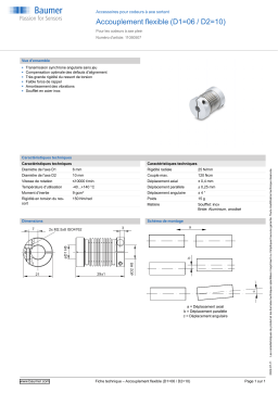 Baumer Bellows coupling (D1=06 / D2=10) Mounting solid shaft encoder Fiche technique