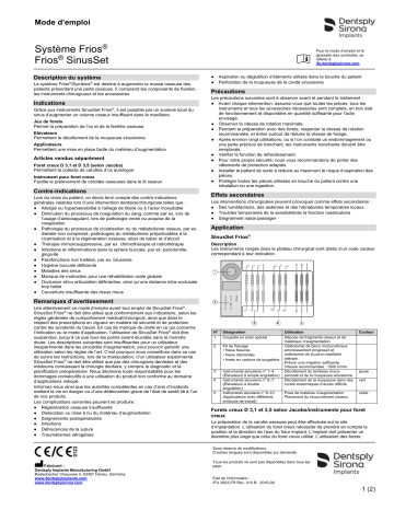 Dentsply Sirona Frios System Frios SinusSet ǀ FR ǀ 2019-09 Mode d'emploi | Fixfr