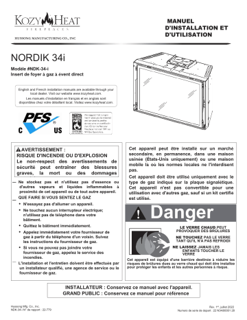 Kozyheat Nordik 34i Gas Insert Manuel du propriétaire | Fixfr