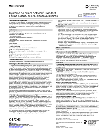 Dentsply Sirona Ankylos Standard Abutment System Sulcus Formers, Abutments, Accessories ǀ FR ǀ 2020-12 Mode d'emploi | Fixfr