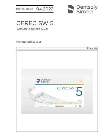Dentsply Sirona CEREC SW 5.2.x Mode d'emploi | Fixfr