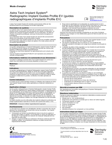 Dentsply Sirona ATIS EV Radiographic Implant Guides Profile ǀ FR ǀ 2020-02 Mode d'emploi | Fixfr