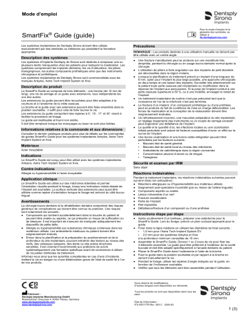 Dentsply Sirona SmartFix Guide ǀ FR ǀ 2020-03 Mode d'emploi | Fixfr