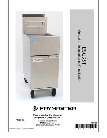 Frymaster ESG35T Millivolt Fryer Mode d'emploi | Fixfr