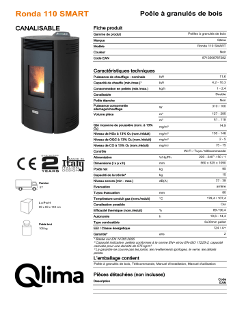 QLIMA Ronda 110 Smart S-line Pellet heater Manuel utilisateur | Fixfr