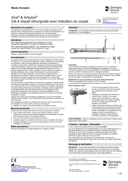 Dentsply Sirona Xive and Ankylos Surgical Ratchet Mode d'emploi