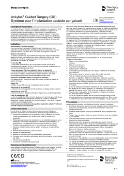 Dentsply Sirona Ankylos Guided Surgery GS System for Guided Implant Placement ǀ FR ǀ 2021-01 Mode d'emploi