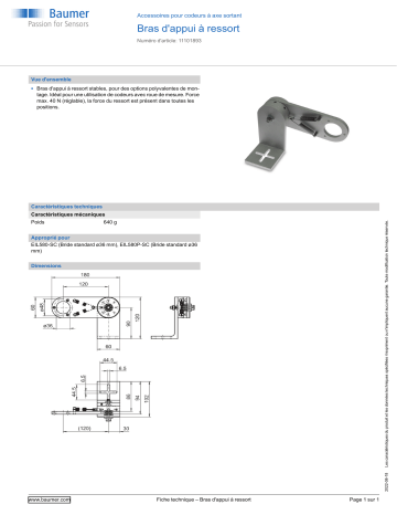 Baumer Spring encoder arm Mounting solid shaft encoder Fiche technique | Fixfr