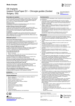 Dentsply Sirona DS Implants PrimeTaper EV Guided Surgery ǀ FR ǀ 2022-02 Mode d'emploi