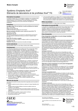 Dentsply Sirona Xive Implant System Xive TG Laboratory and Prosthetic Components ǀ FR ǀ 2020-02 Mode d'emploi