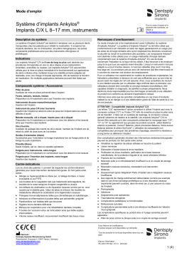 Dentsply Sirona Ankylos Implant System C X Implants L 8-17 mm, Instruments Mode d'emploi